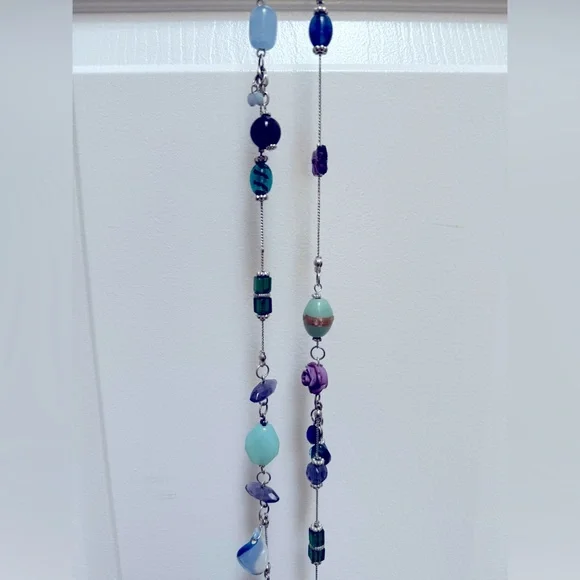 22" Lane Bryant glass bead silver tone necklace - Picture 3 of 11